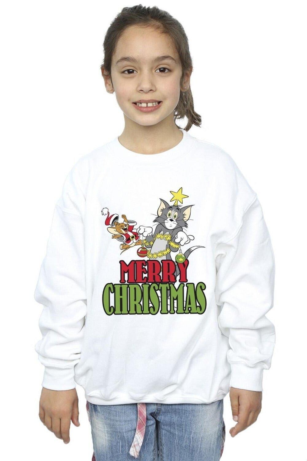

Толстовка Merry Christmas Baubles Tom & Jerry, белый