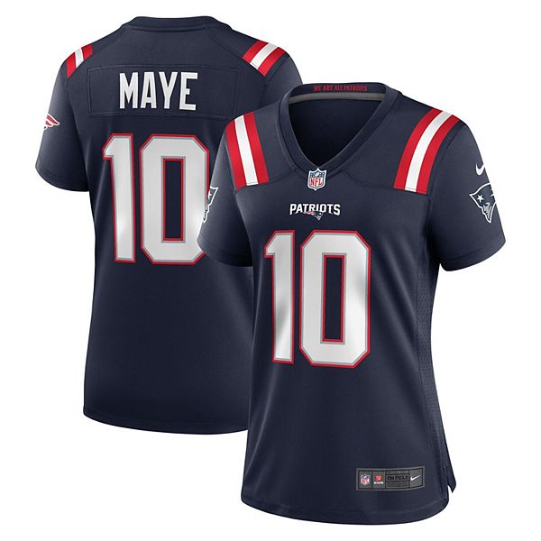 Женская игровая футболка Drake Maye New England Patriots в цвете navy Nike — фото 2