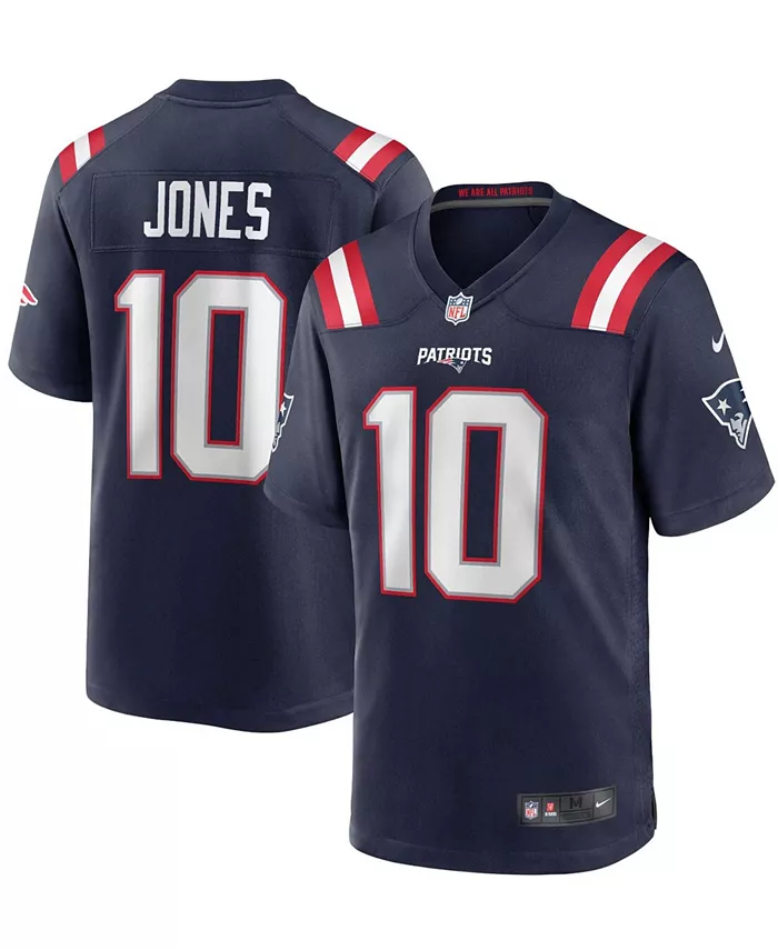 

Мужская игровая футболка Mac Jones New England Patriots Team Nike, синий