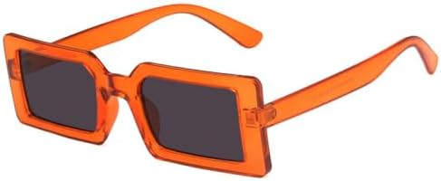

2026 Модные прямоугольные солнцезащитные очки флуоресцентного зеленого цвета для женщин с прозрачными линзами, винтажные мужские солнцезащитные очки UV400 MTZJH, Clear Orange Gray