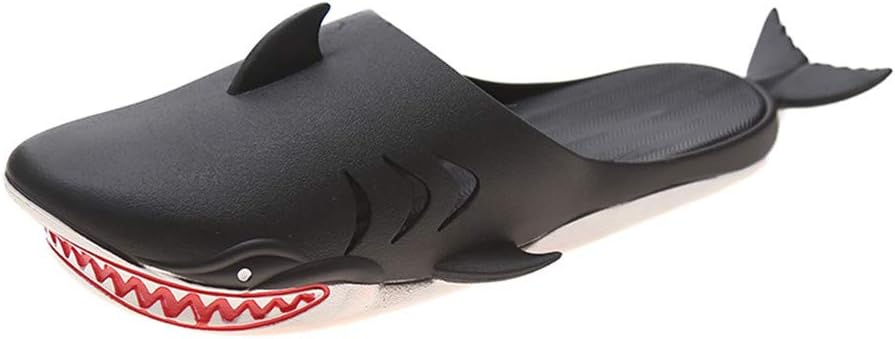 

Тапочки в виде акул - унисекс тапочки с рыбками для мужчин и женщин - забавная обувь для пляжных вечеринок на открытом воздухе Terasaki, черный