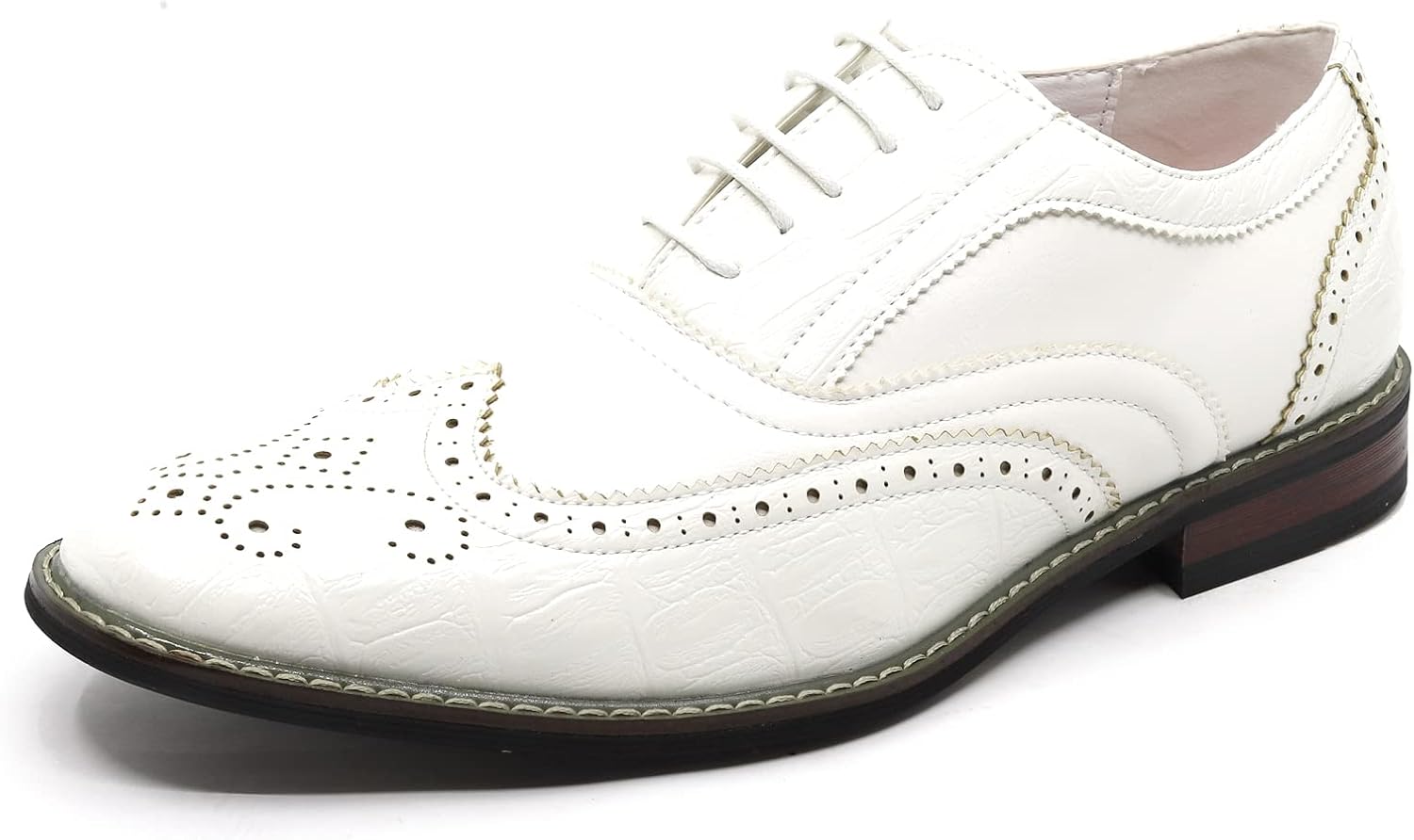 

Мужские оксфорды Metrocharm Frank-03 с двумя оттенками и перфорированным узором 'крыло чайки', шнуровка, белый