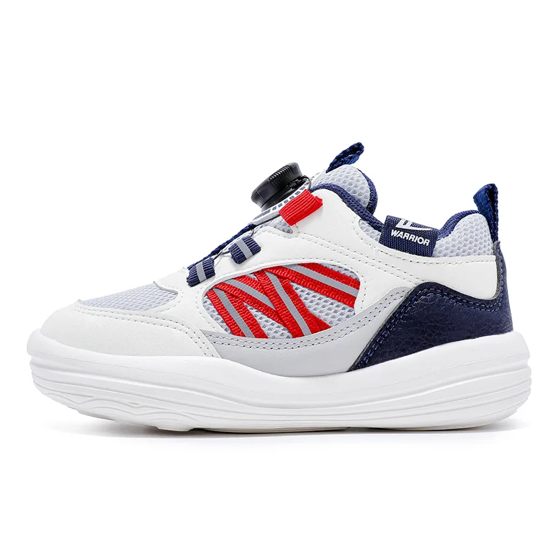 WARRIOR Детские повседневные кроссовки low top с противоскользящей подошвой, амортизацией и защитой от ударов, бежево-красные