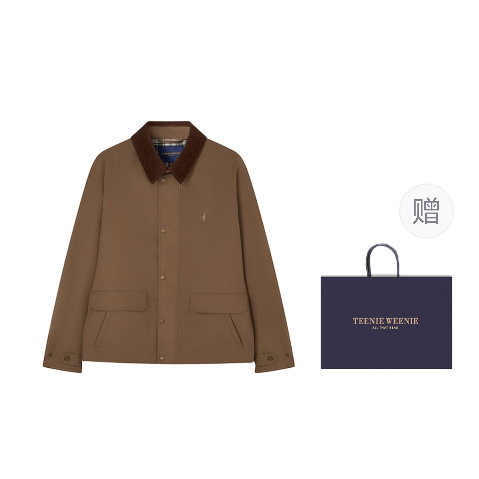 

Teenie Weenie Men Американская куртка в стиле олд-моне унисекс, Dark Khaki+Shopping Bag
