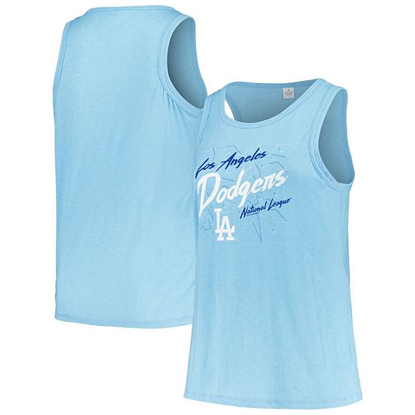 

Женский светло-голубой топ Los Angeles Dodgers plus size curvy с высоким горлом tri-blend Soft As A Grape