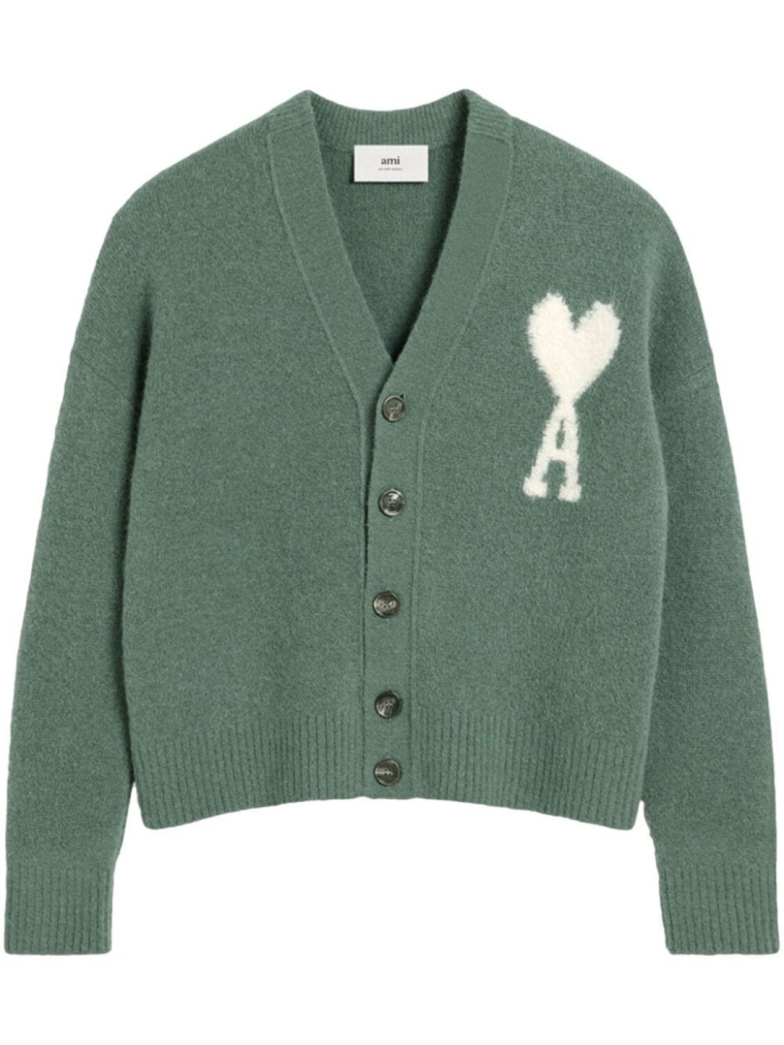 

AMI Paris кардиган с монограммой Ami de Coeur, зеленый