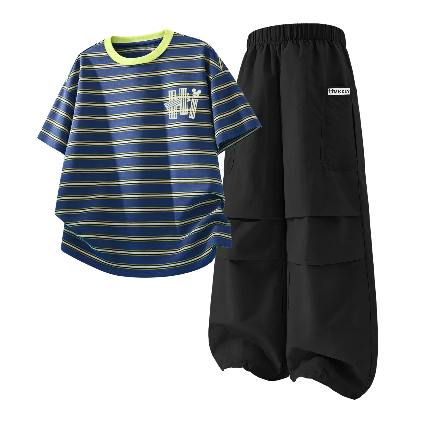 Детская спортивная футболка с круглым вырезом Disney, Dihao K Blue Gold+DiHU Long Hook-and-Loop K Black