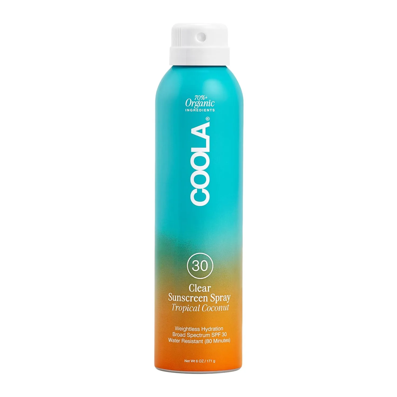 Солнцезащитный спрей COOLA Organic Sunscreen SPF 30, протестирован дерматологами, обеспечивает ежедневную защиту кожи, подходит для веганов и не содержит глютена, аромат тропического кокоса. 177 мл (1 шт.)