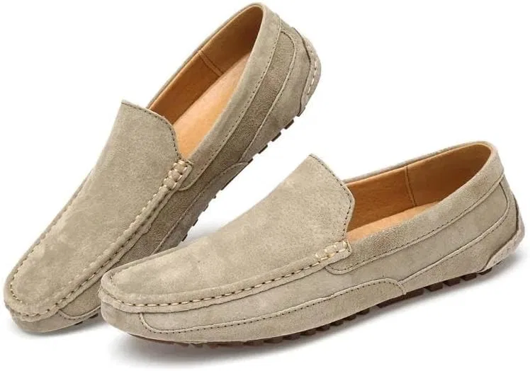 Мокасины мужские на подошве лоферы, замшевые, Light Brown Adhdyuud — фото 4