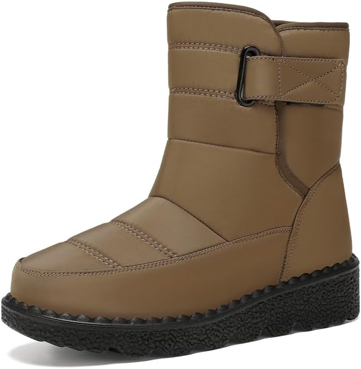 

Женские и мужские зимние ботинки с толстой подошвой, легкие, противоскользящие, на щиколотку, водонепроницаемые, с мягким утеплителем и меховой подкладкой, кроссовки на липучке Hhhchpm, Coffee 966