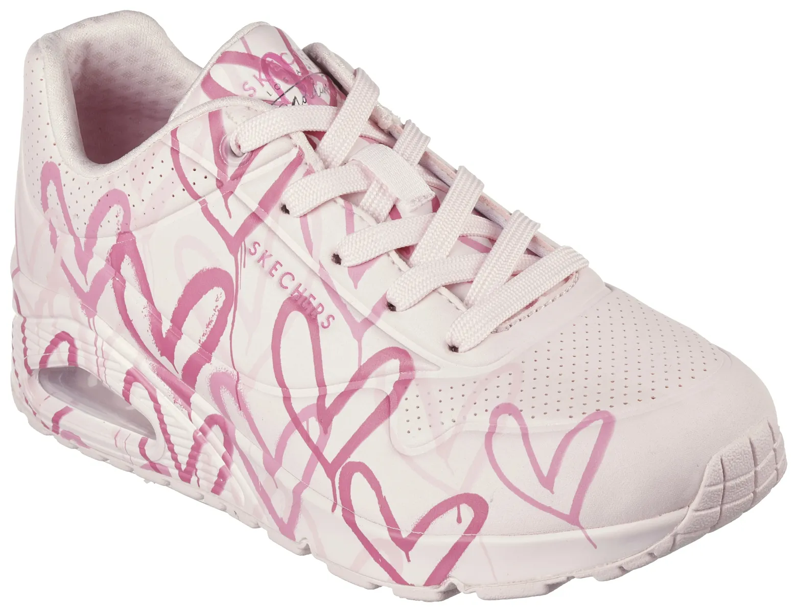 Кроссовки Skechers на танкетке "UNO-SPREAD THE LOVE" с эффектным принтом граффити, повседневная обувь, полуботинки, туфли на шнуровке, цвет Rosa-Weiß-Multi