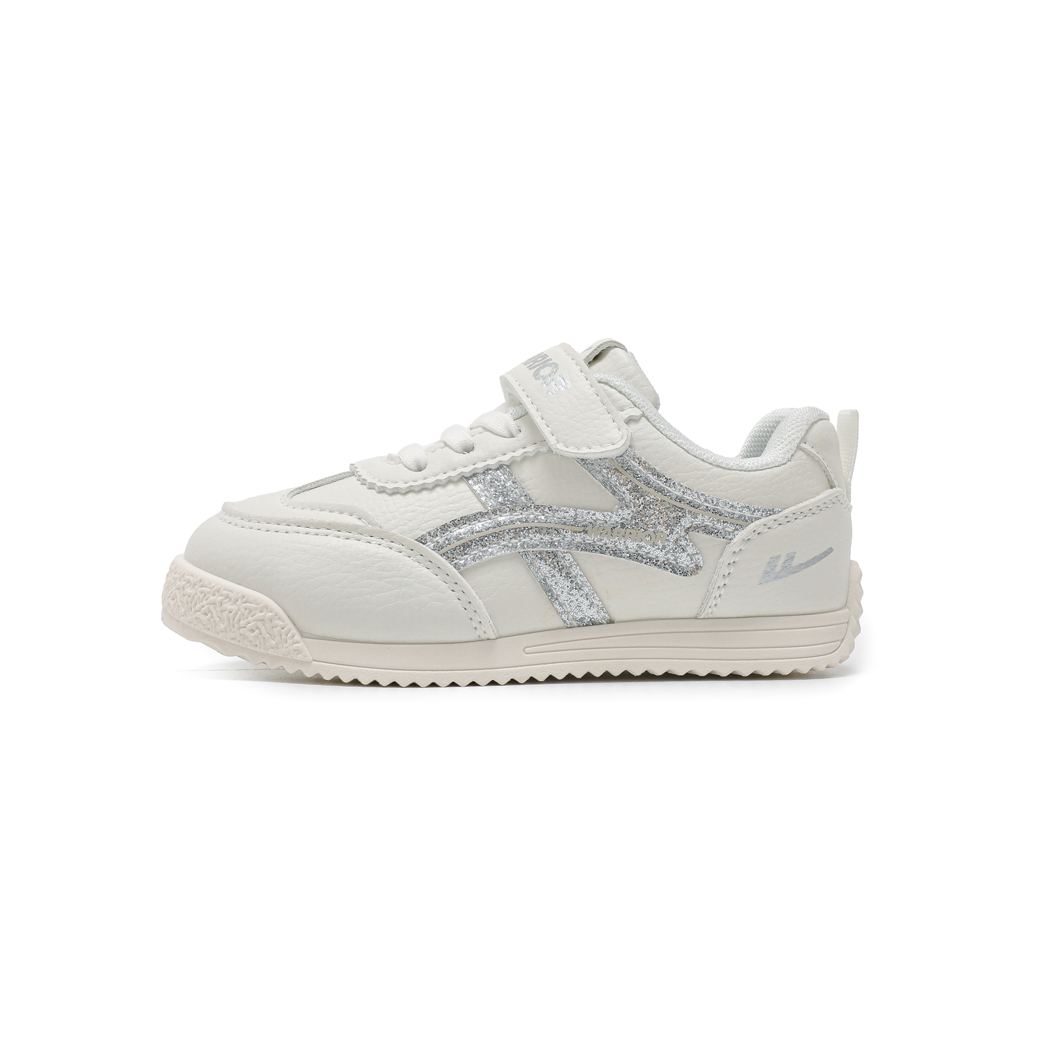 

Детские низкие кеды для скейтбординга из искусственной кожи с противоскользящим покрытием, легкой амортизацией Warrior, белый/серебро