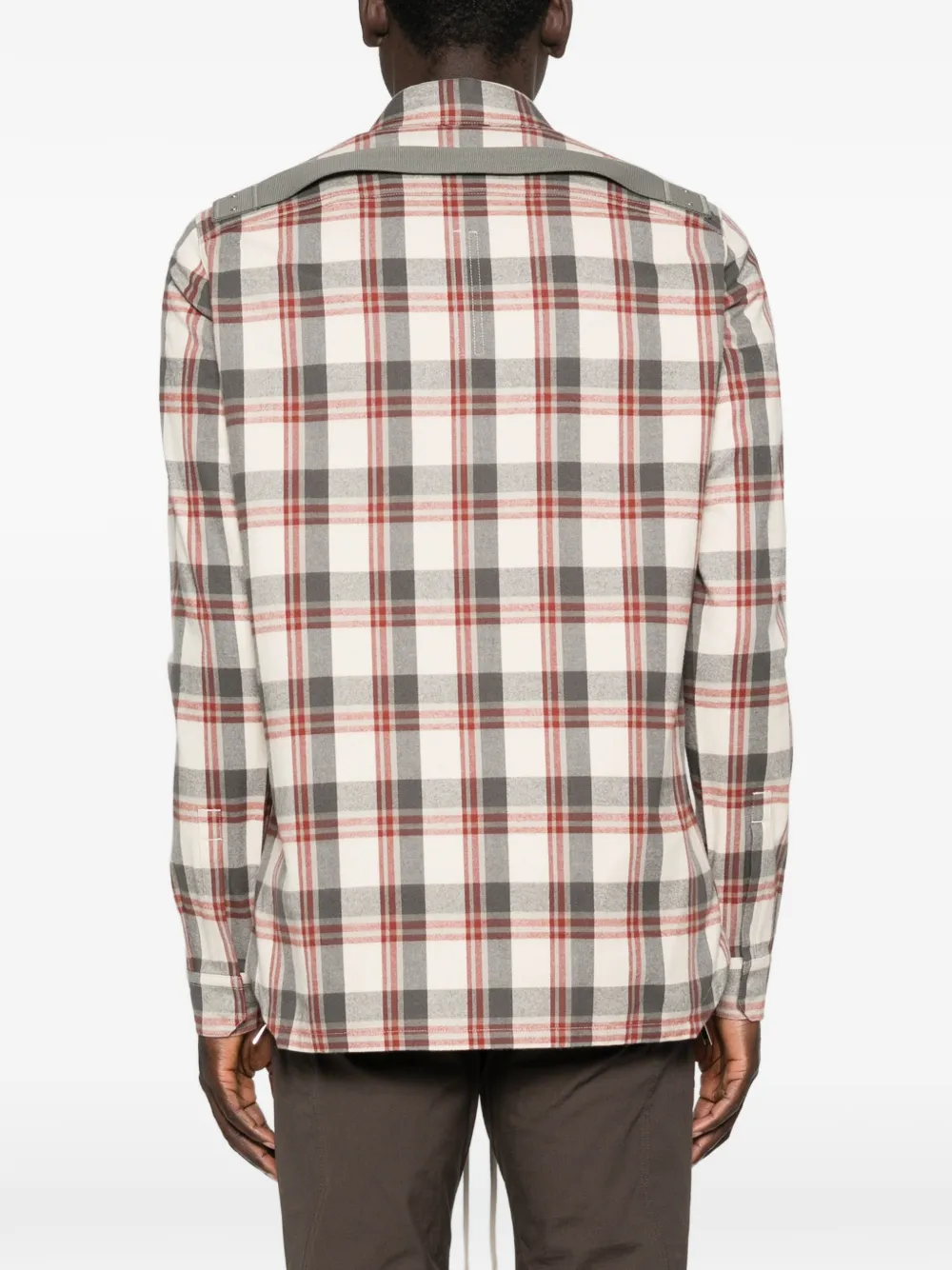 Фланелевая рубашка в клетку Rick Owens, бежевый — фото 4