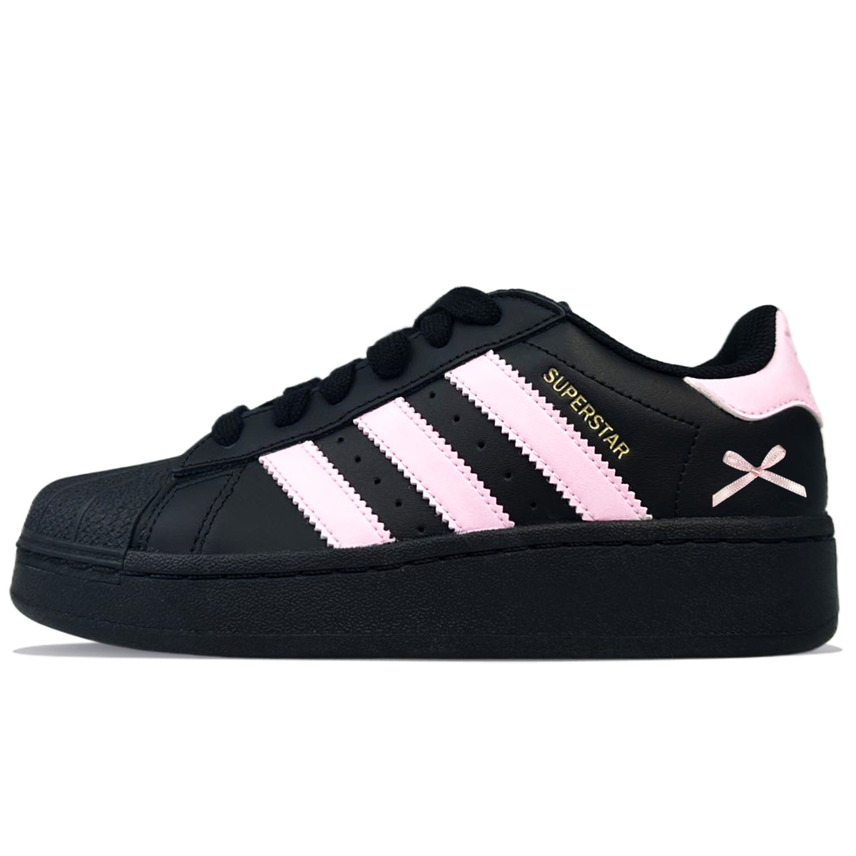 SUPERSTAR XLG Износостойкие Лоу-Топ Кроссовки для Скейтбординга Унисекс Черный Розовый Adidas Originals