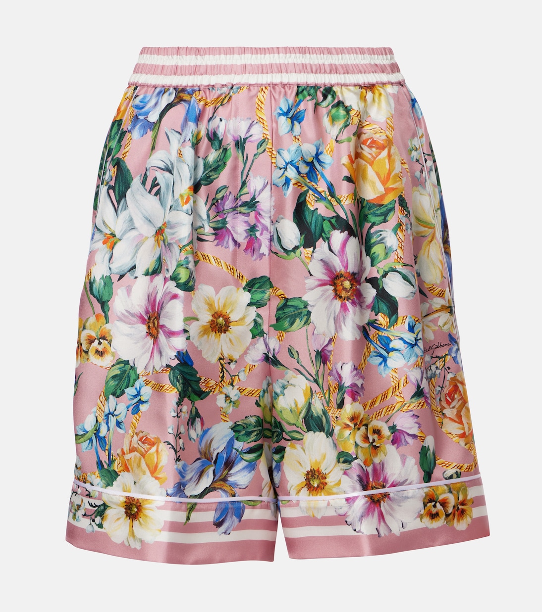 

Шорты из шелкового твила с цветочным принтом Dolce&Gabbana, Mix Fiori F.Rosa