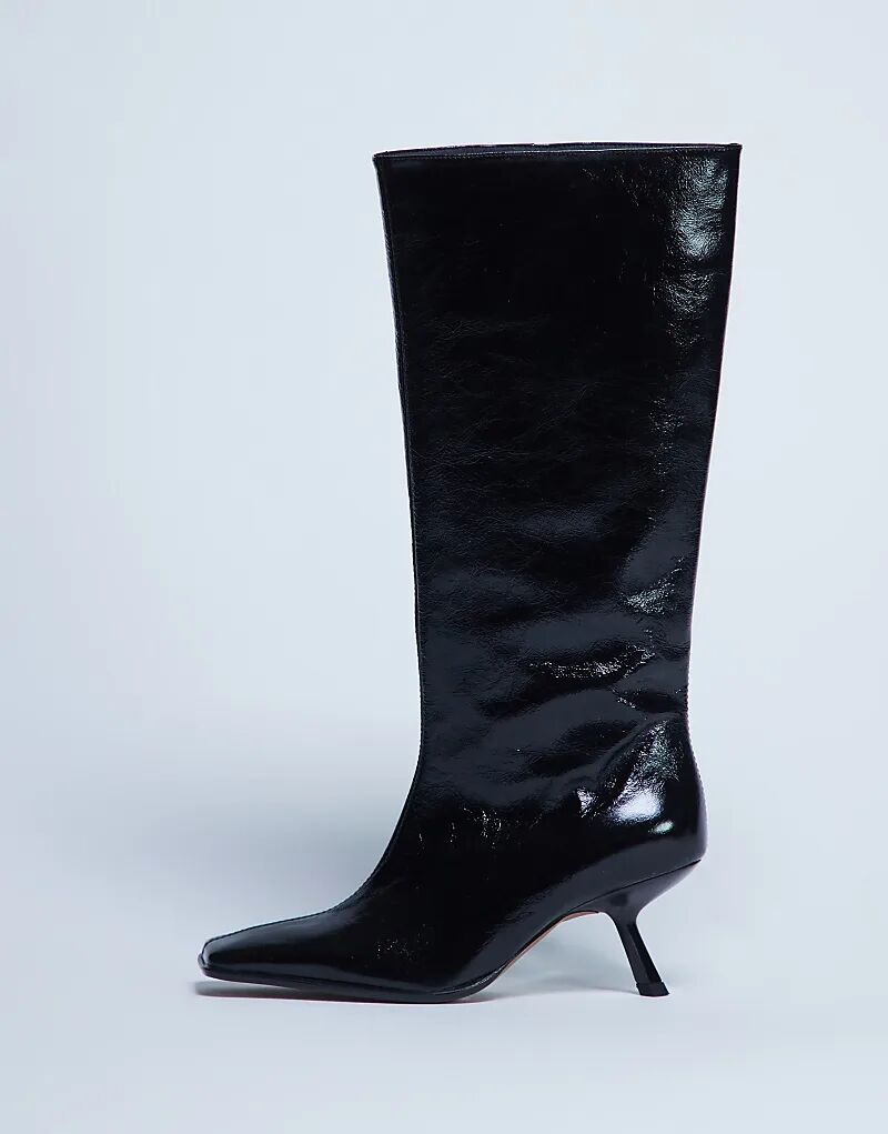 Сапоги Topshop Scarlett Premium из натуральной кожи с квадратным носком, черные — фото 3