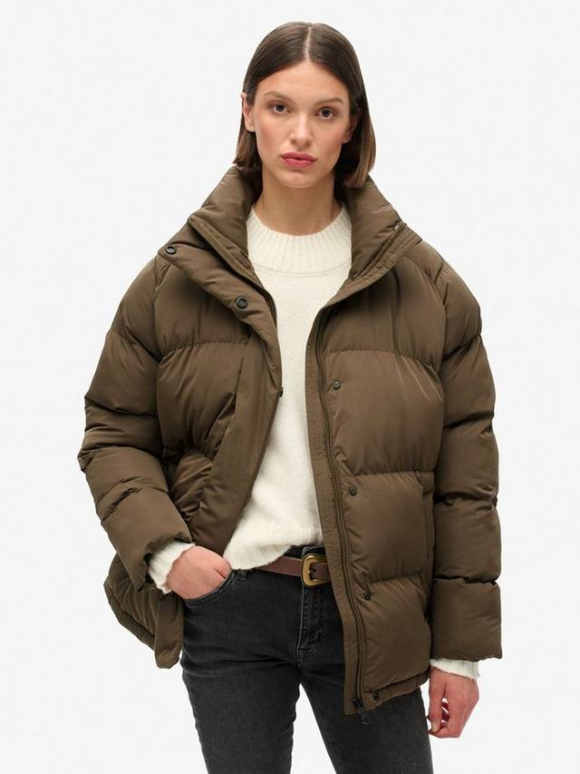 

Пуховик средней длины Superdry, цвет Warm Brown