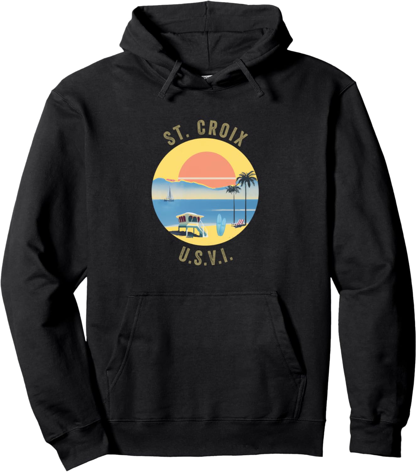 

Худи Сент-Круа в стиле ретро и винтаж, худи Сент-Круа St. Croix Retro Souvenir Apparel, черный