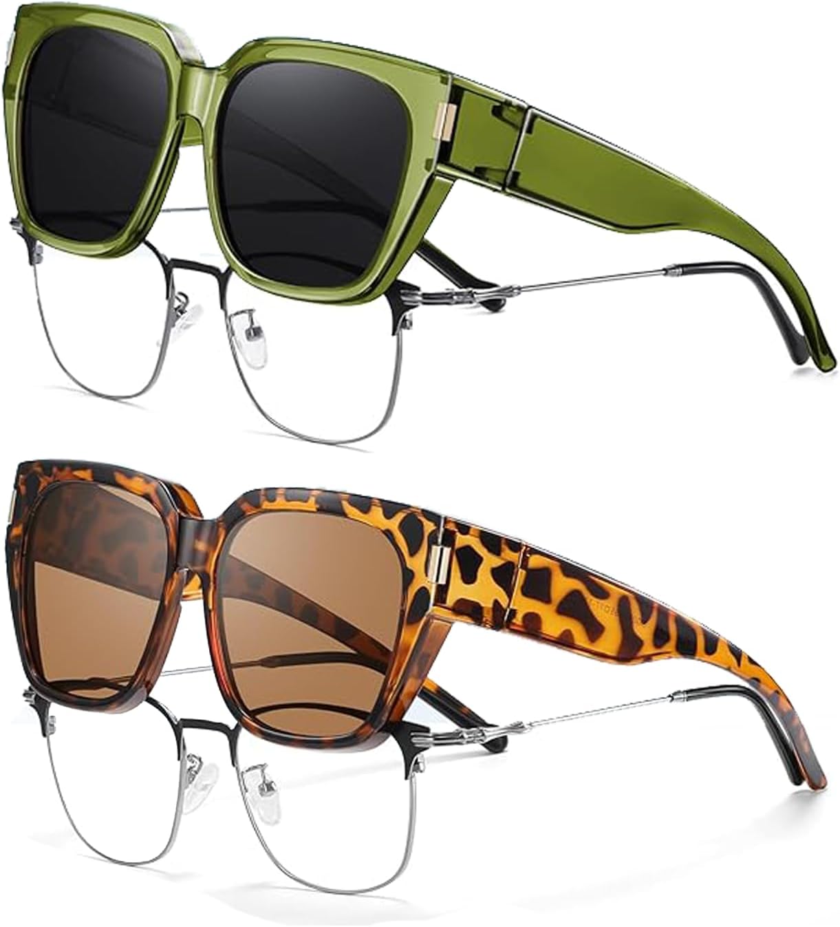 

HAOLOTA Зелено-серо-коричневая черепаховая коричневая поляризованные солнцезащитные очки для женщин и мужчин, модные квадратные очки с обтекаемой формой и защитой от УФ-излучения, green