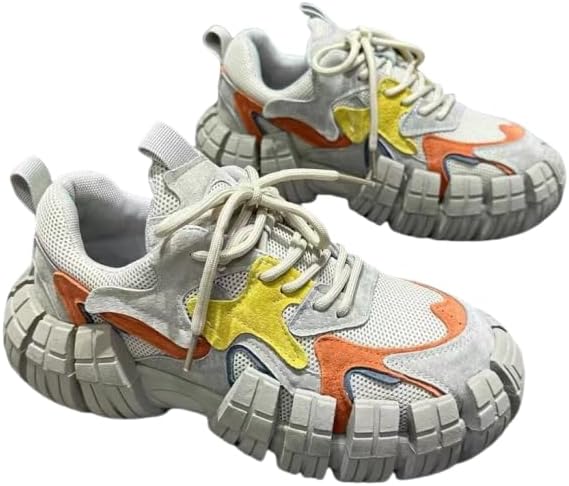 

Мужские кроссовки на платформе с цветными блоками, удобные и стильные, для прогулок на улице, бега и кемпинга, на все сезоны, шнуровка Hhhchpm, бежевый