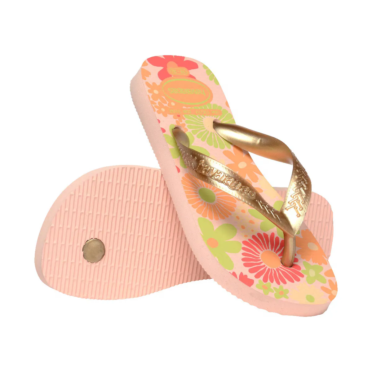 Гав. Детские шлепанцы Kids Flores Ballet Rose 356 Havaianas, принт/розовый — фото 4