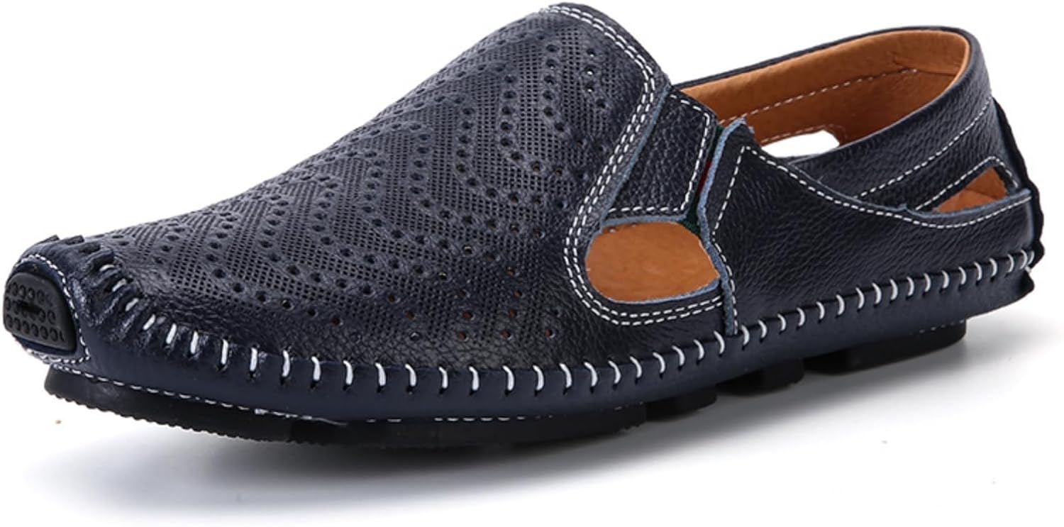 

Мужские премиальные кожаные мокасины для вождения - легкие, без застежки, с дышащей вентиляцией, вдохновленные мокасинами, идеально подходят для прогулок и активного отдыха на свежем воздухе Khwfjas, синий