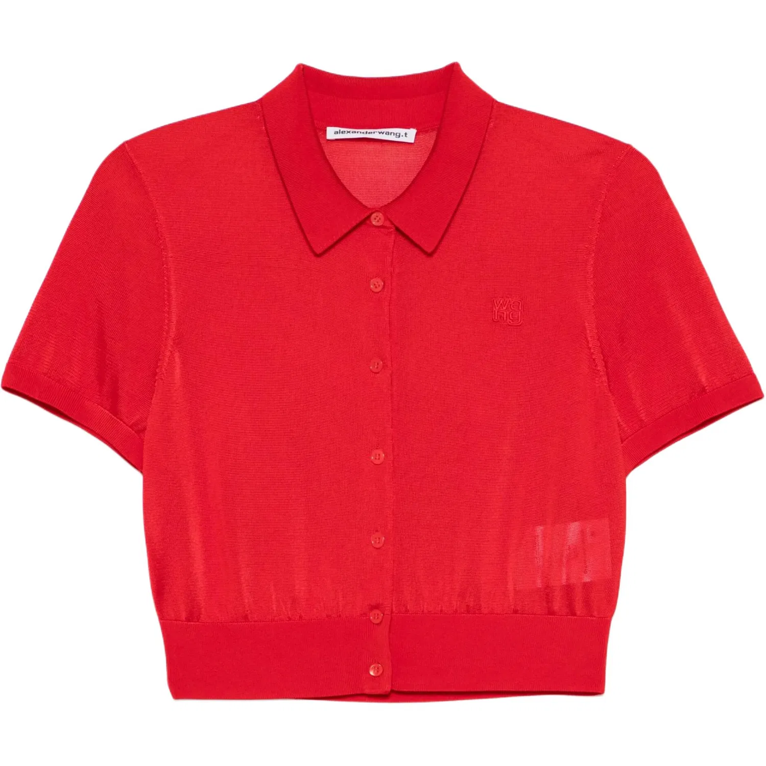 Кардиган-поло T By Logo с вышивкой из тонкого трикотажа Alexander Wang, Scarlet