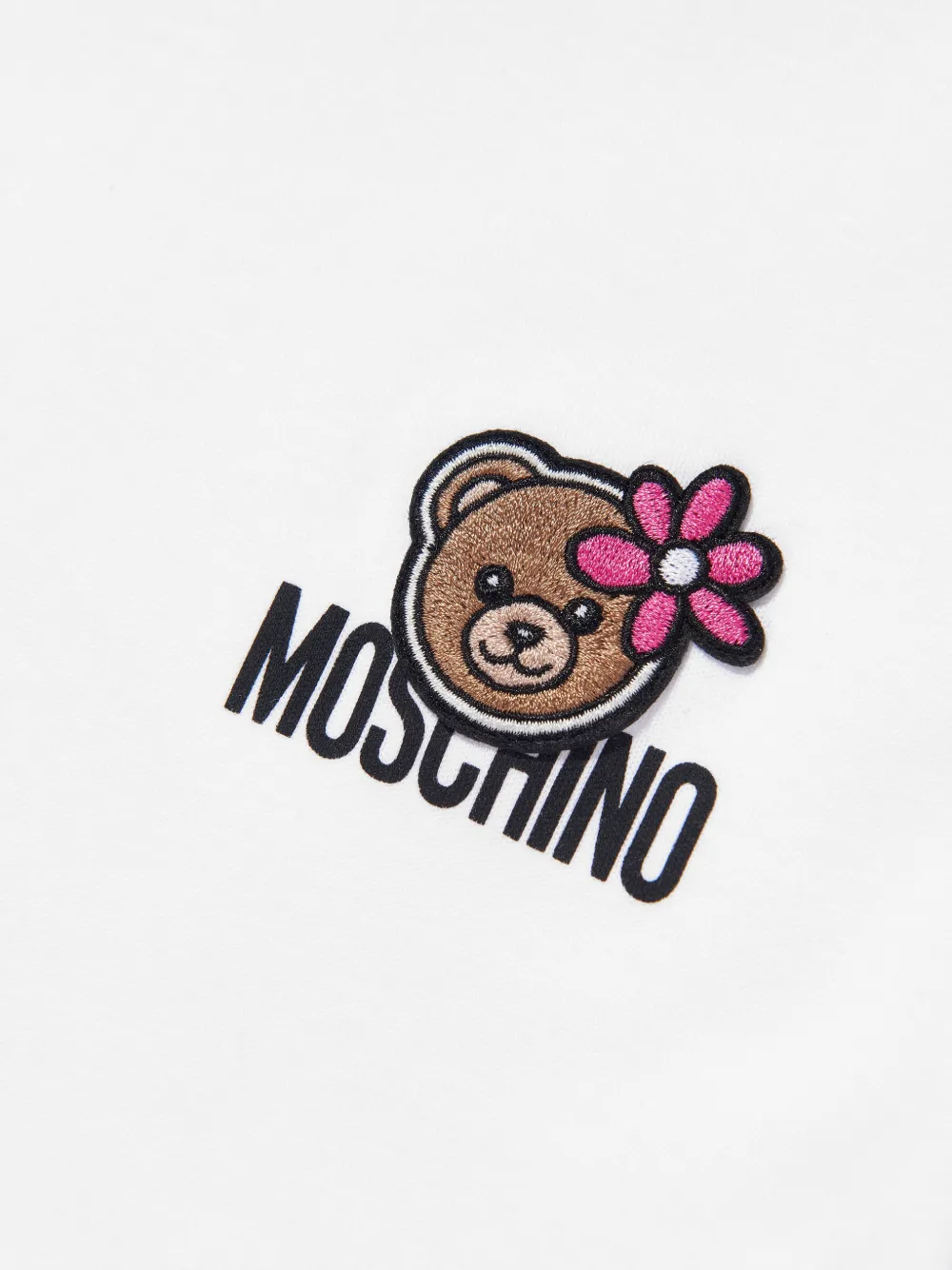 Платье с вышивкой в виде медведя Moschino Kids, белый — фото 4