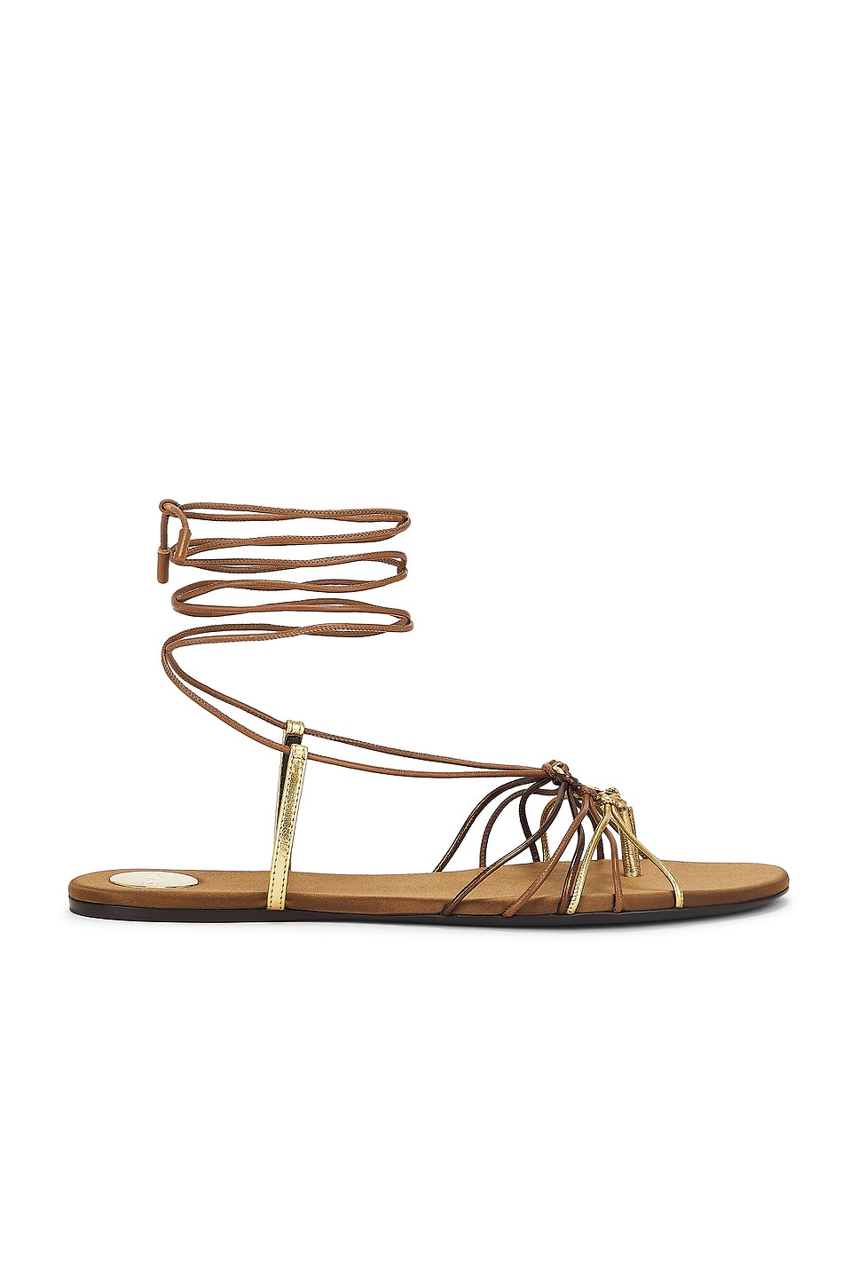 Босоножки Bridget Flat Saint Laurent, Dark Macadamia & Metal