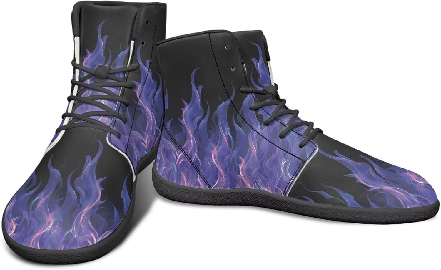 

Высокие кроссовки с узором молнии и огня, босоножки с нулевым перепадом, кожаные кроссовки для бега, заземляющие обувь для мужчин Watdotory, пурпурный