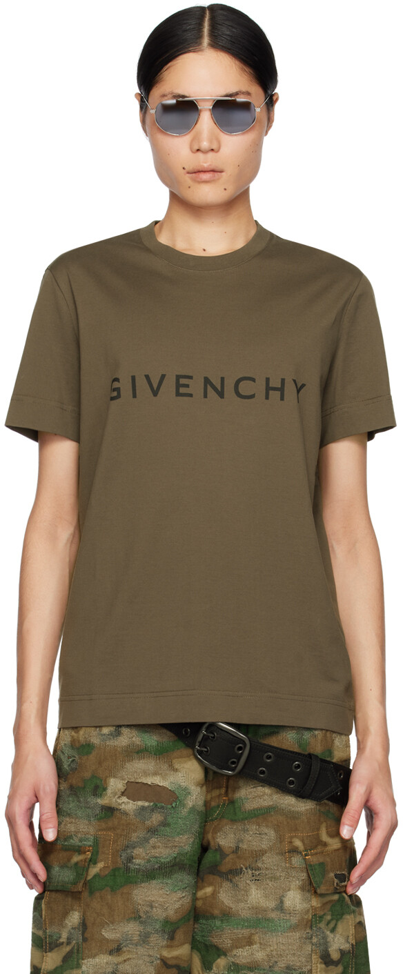 

Футболка приталенного кроя цвета хаки Givenchy