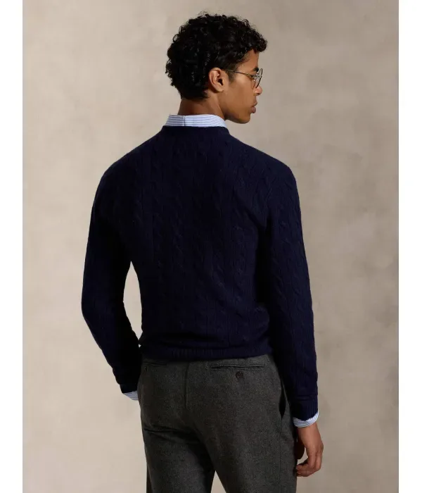 Шерстяной свитер slim fit Polo Ralph Lauren, темно-синий — фото 3