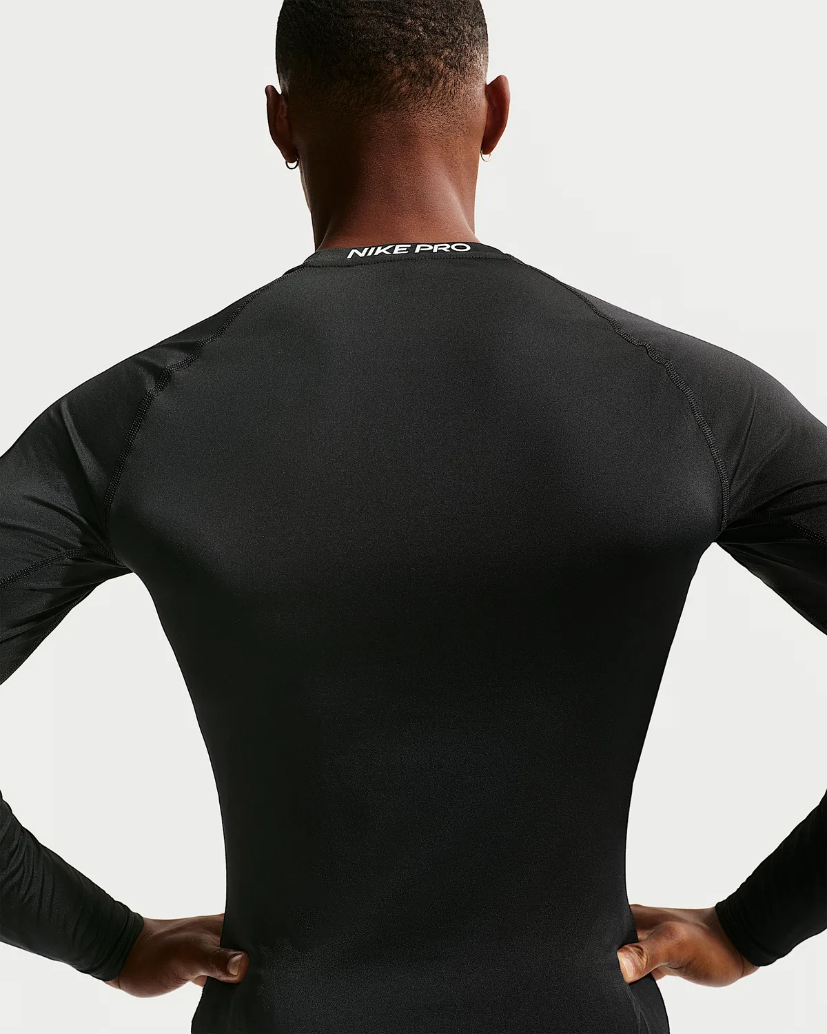 Мужская облегающая футболка с длинным рукавом Nike Pro Dri-FIT, Black/White — фото 2