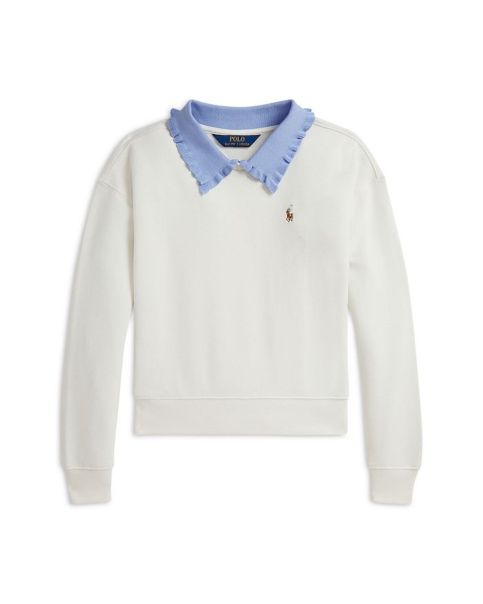 

Детский воротниковый свитшот из махры - для девочек старшего возраста Ralph Lauren, белый