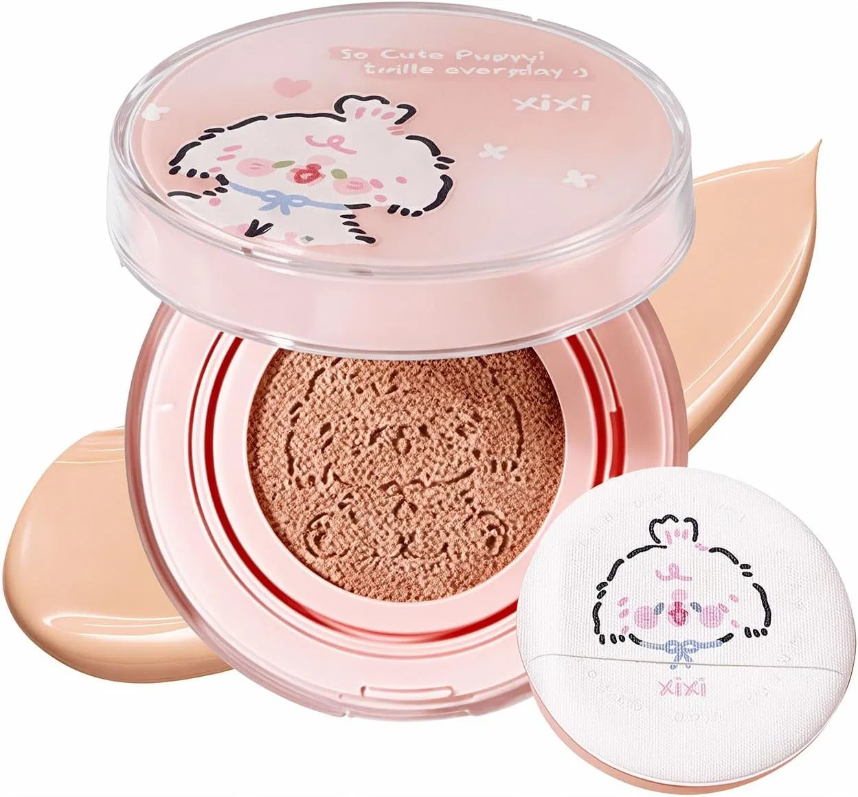 Тональный крем-подушка с зеркальцем, дизайн с собачкой, XIXI BOX, 12 г, #1 Clear White