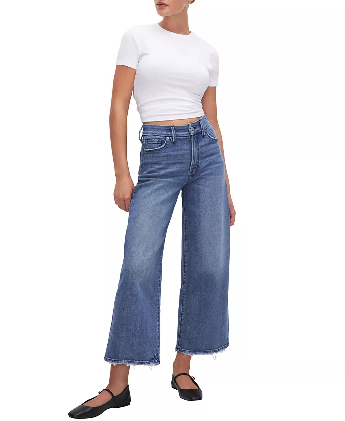 

Женские укороченные джинсы-палаццо Good Waist Good American, синий