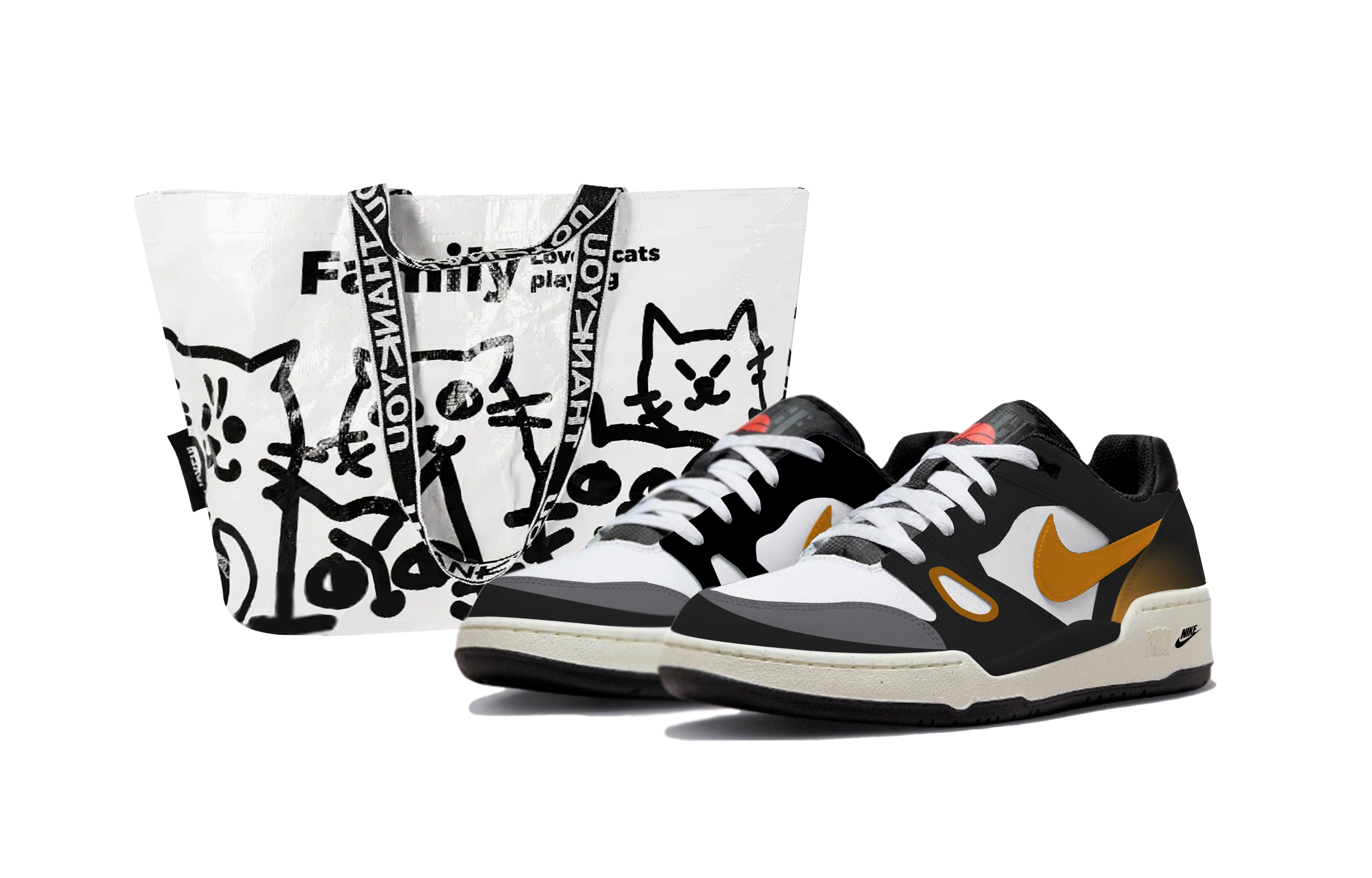 

Nike Full Force Black Orange Panda, Shopping Bag Cushioning, Wear Resistant Low top Skateboard Shoes Unisex Orange