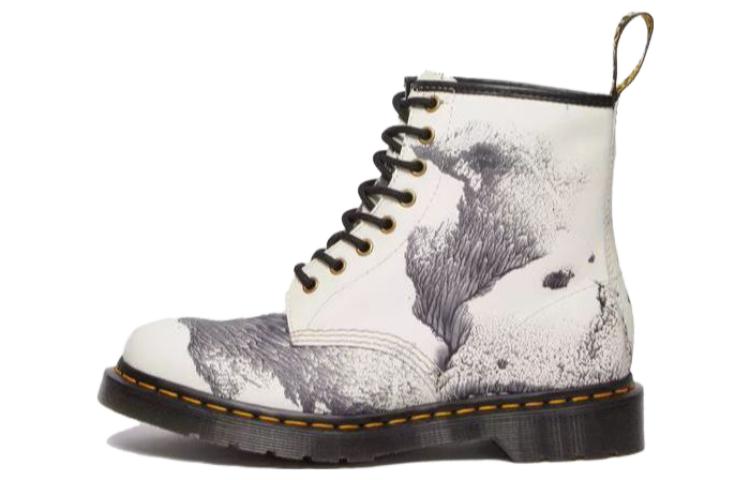 Мужские ботинки Dr. Martens 1460 x Tate Decalcomania кожаные с принтом, бело-черный — фото 2