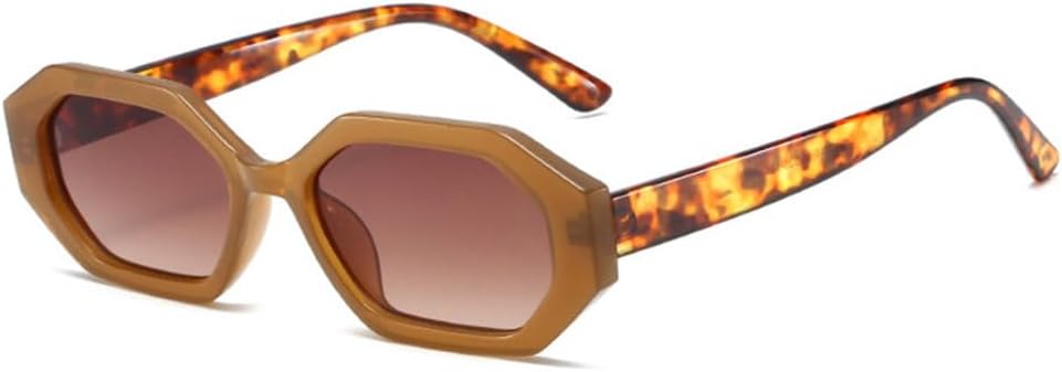 

Модные солнцезащитные очки с маленькими многоугольными линзами для женщин, с градиентным переходом цвета, защитой от УФ-излучения UV400, в стиле ретро для мужчин, с линзами цвета "чай" generic, Tea Leopard Tea