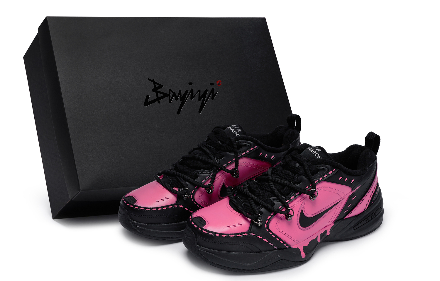 

Nike Air Monarch 4 Support Wear-Resistant Cushioning Low-Top Chunky Sneakers Unisex Pink Black