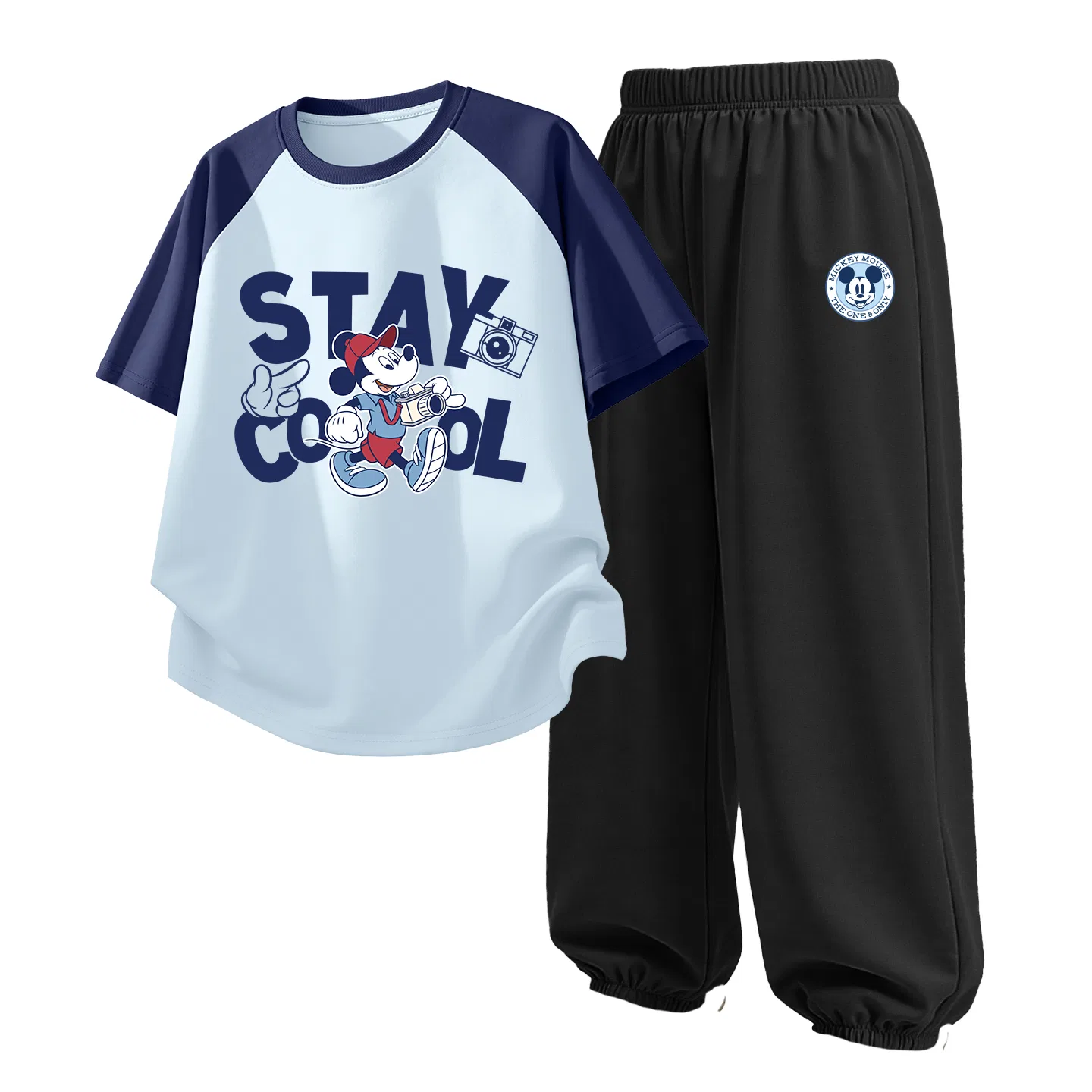 Детский спортивный костюм Casual Sportswear 2 Piece Set Disney, Videography Clear Blue+Dark Round Logo Mickey Mouse Black
