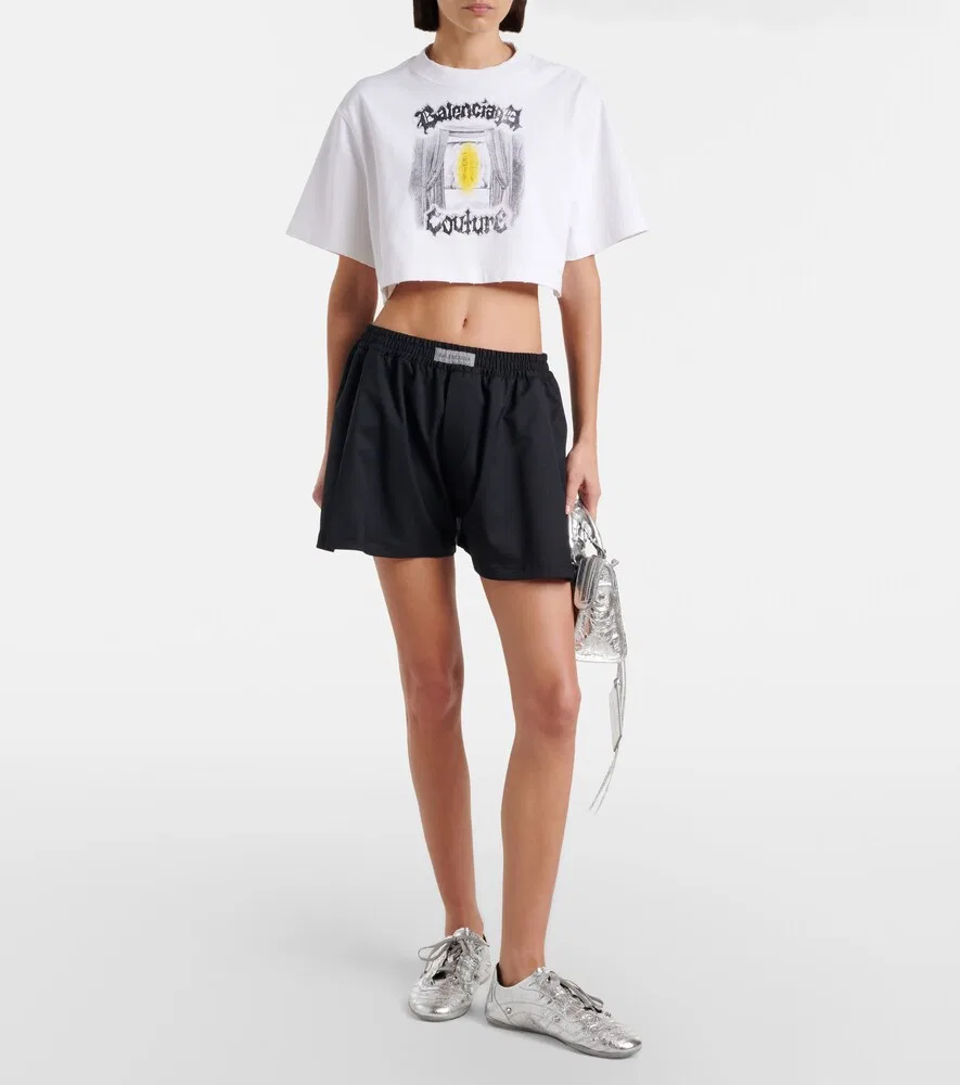 Шорты из шерстяной смеси с логотипом Balenciaga, черный — фото 2