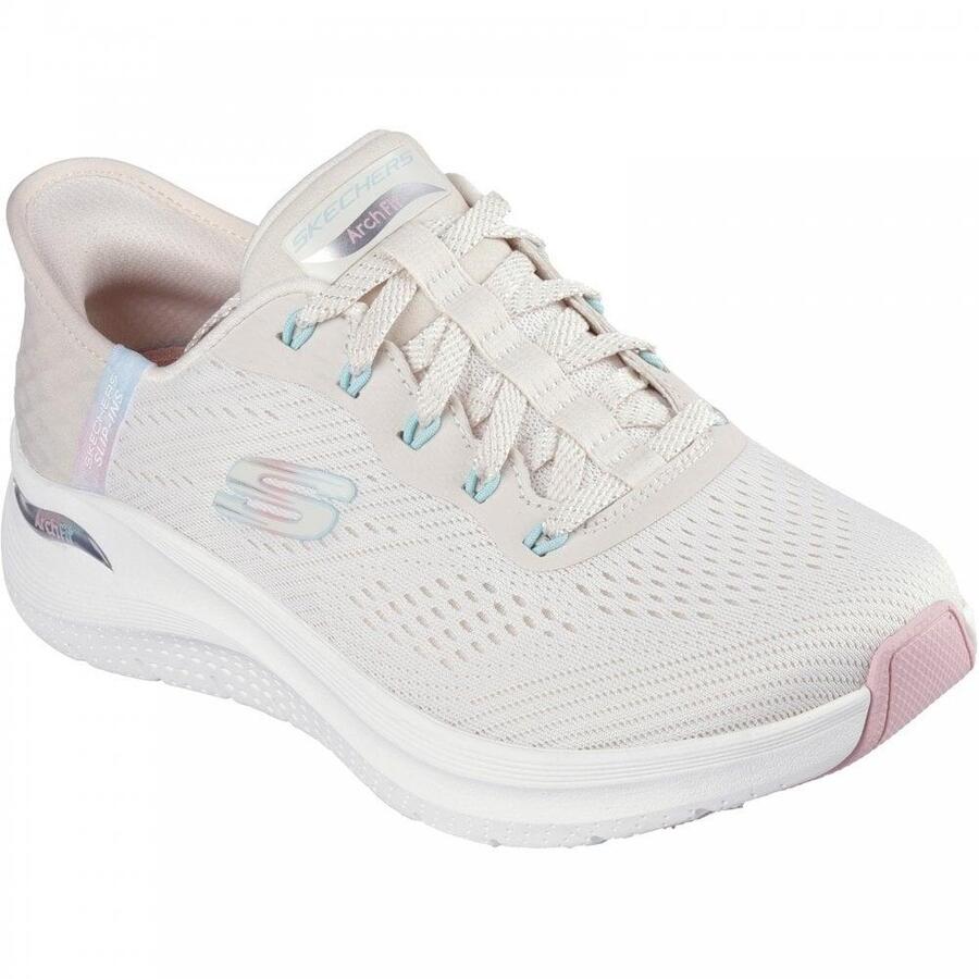Женские кроссовки Skechers Slip-ins Arch Fit 2.0 Easy Chic бежевого цвета — фото 3