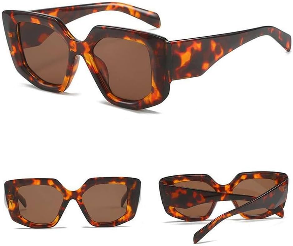 

Элегантные квадратные женские солнцезащитные очки с уникальным многоугольным винтажным дизайном, черная крупная оправа, женские солнцезащитные очки класса люкс LVTFCO, Leopard Tea