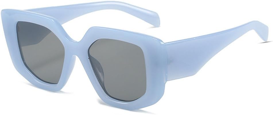 

Популярные модные солнцезащитные очки Polygon для женщин в стиле ретро, ​​голубые и розовые, с защитой от УФ-излучения UV400, мужские солнцезащитные очки с широкими дужками TKKTLLT, Jelly Blue Grey