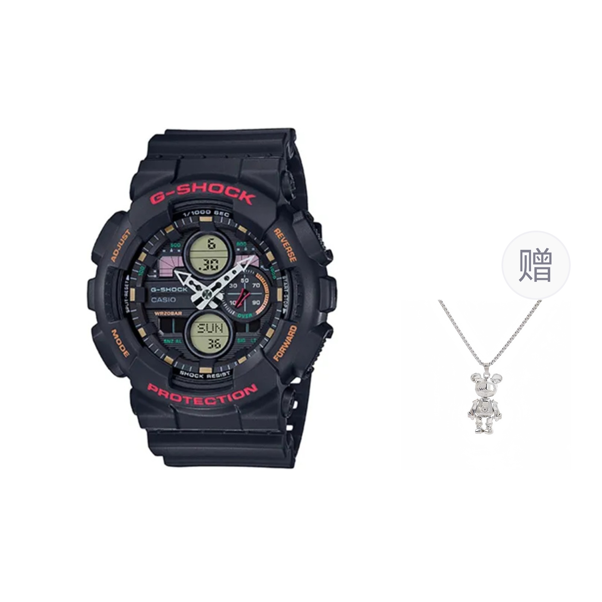 

G-SHOCK Часы G SHOCK Quartz Movement Resin Strap Watch Unisex Black Dial, Black Red