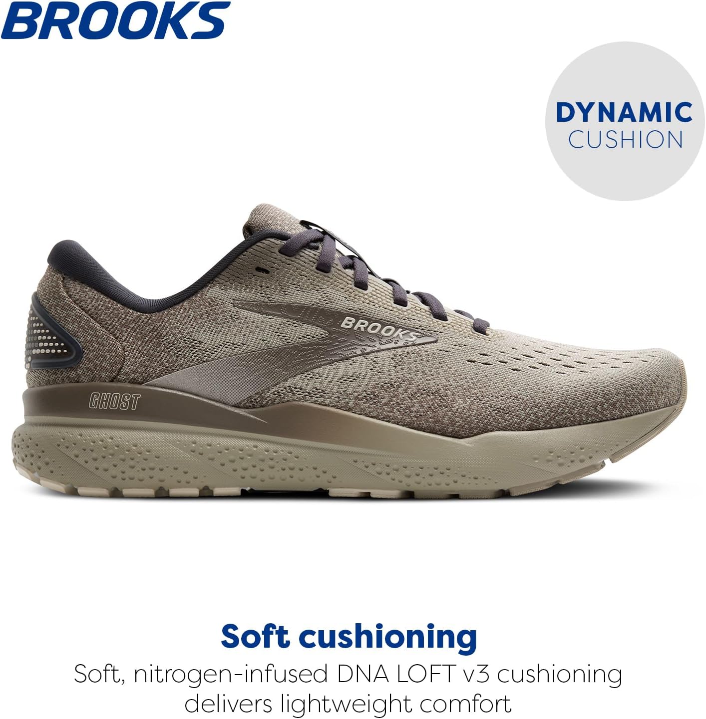 Мужские нейтральные беговые кроссовки Brooks Ghost 16, London-fog/Falcon/Coconut — фото 2