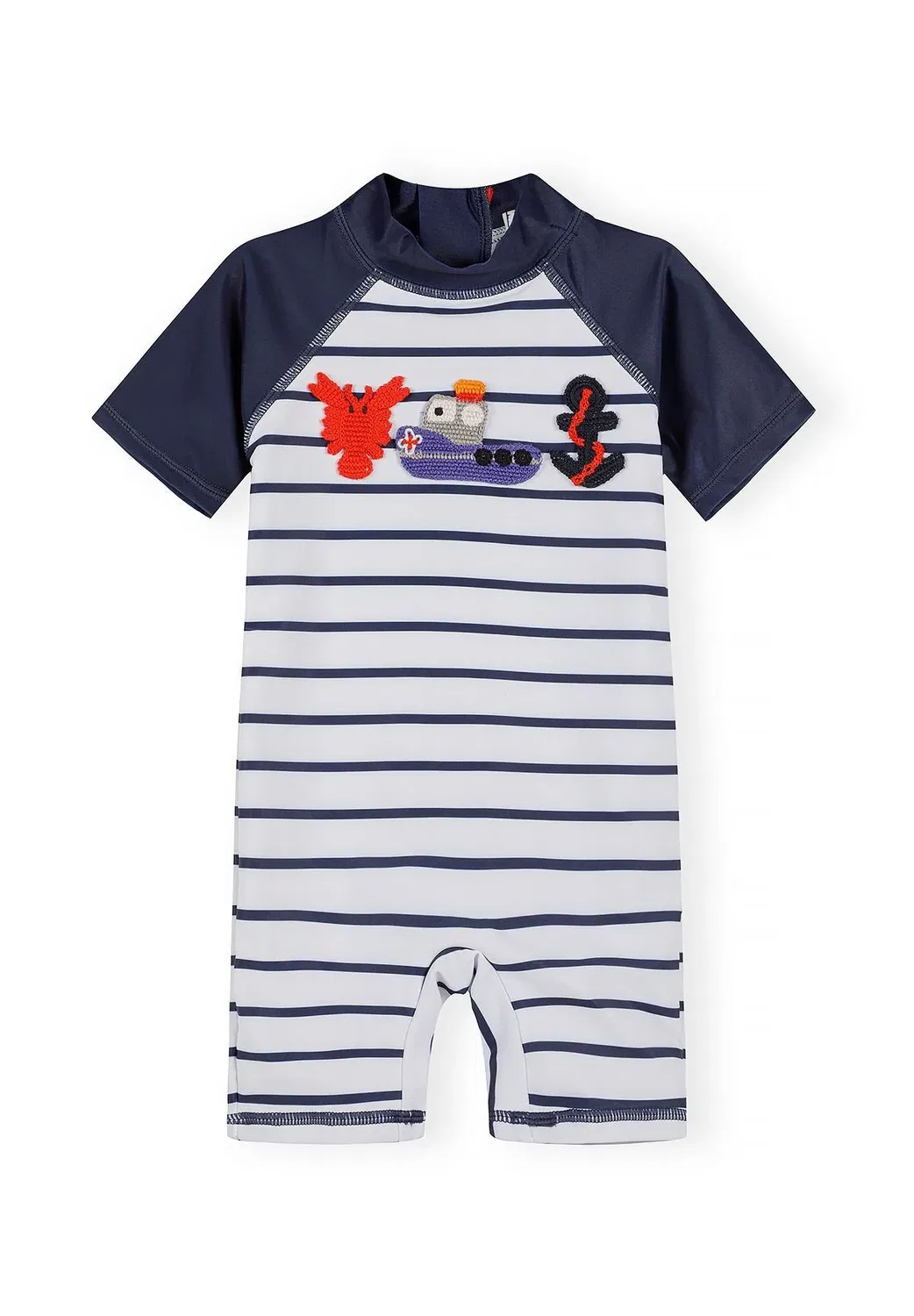 Купальник детский с коротким рукавом Minoti, белый — фото 4
