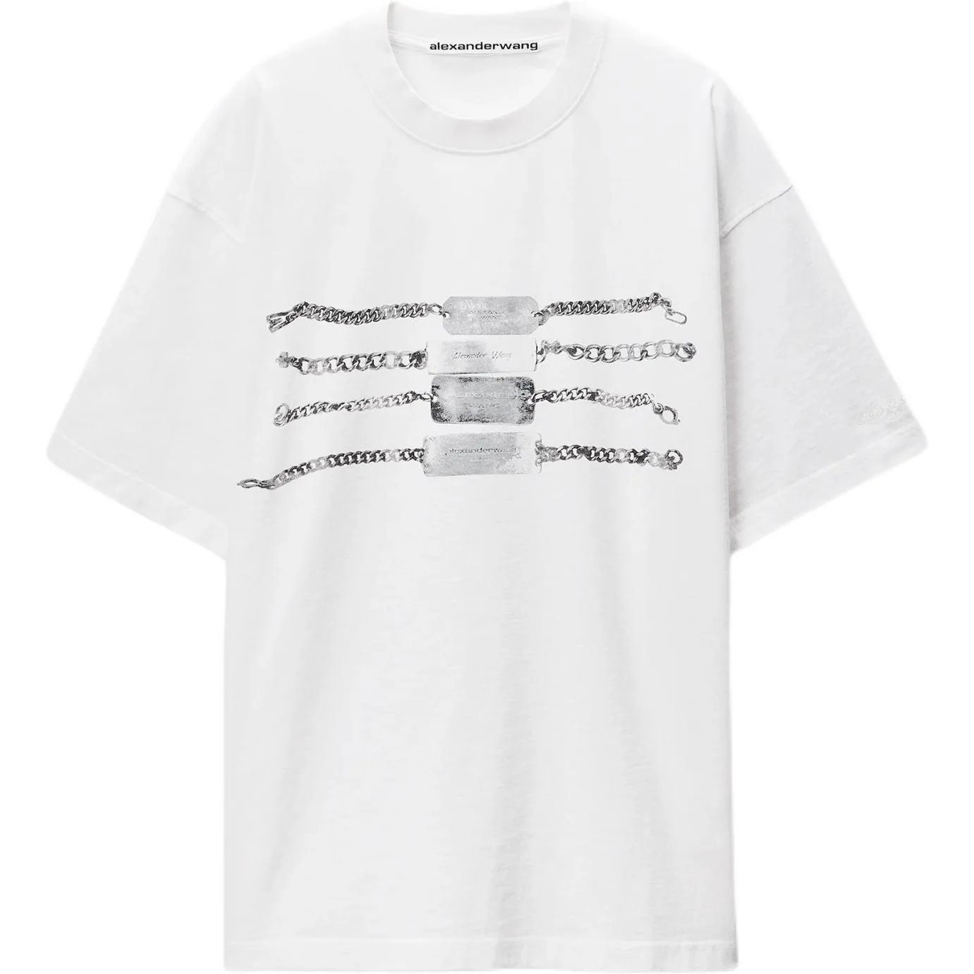 Футболка из хлопка с цепным принтом Alexander Wang, белый
