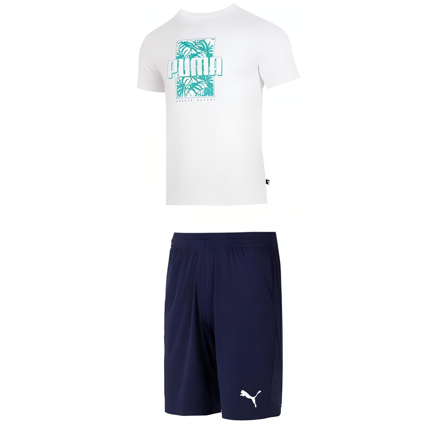 

Повседневная спортивная мужская белая футболка + синие шорты Puma, цвет White T-shirt + blue shorts